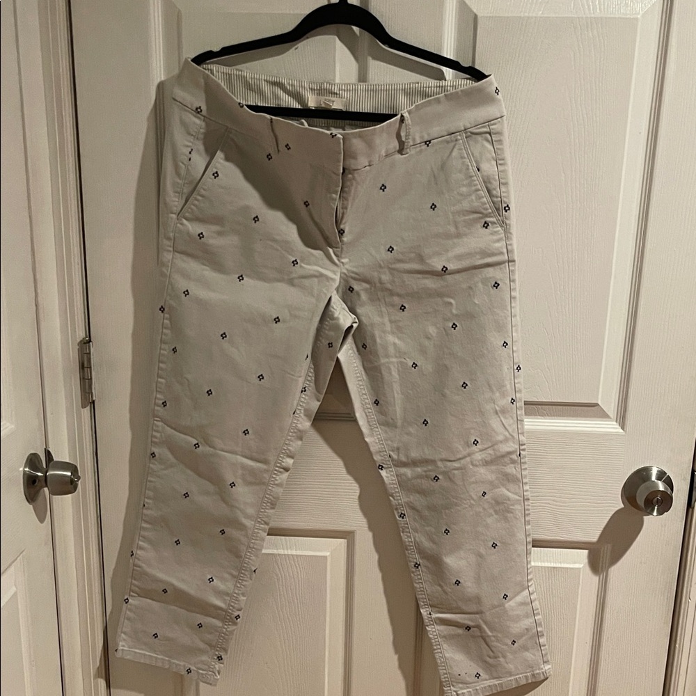LOFT Cream Embroidered Chino Trousers
